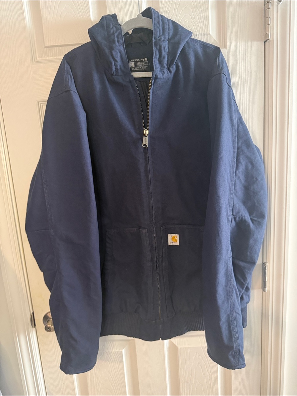Carhartt Navy Hooded Zip-Up Work Jacket